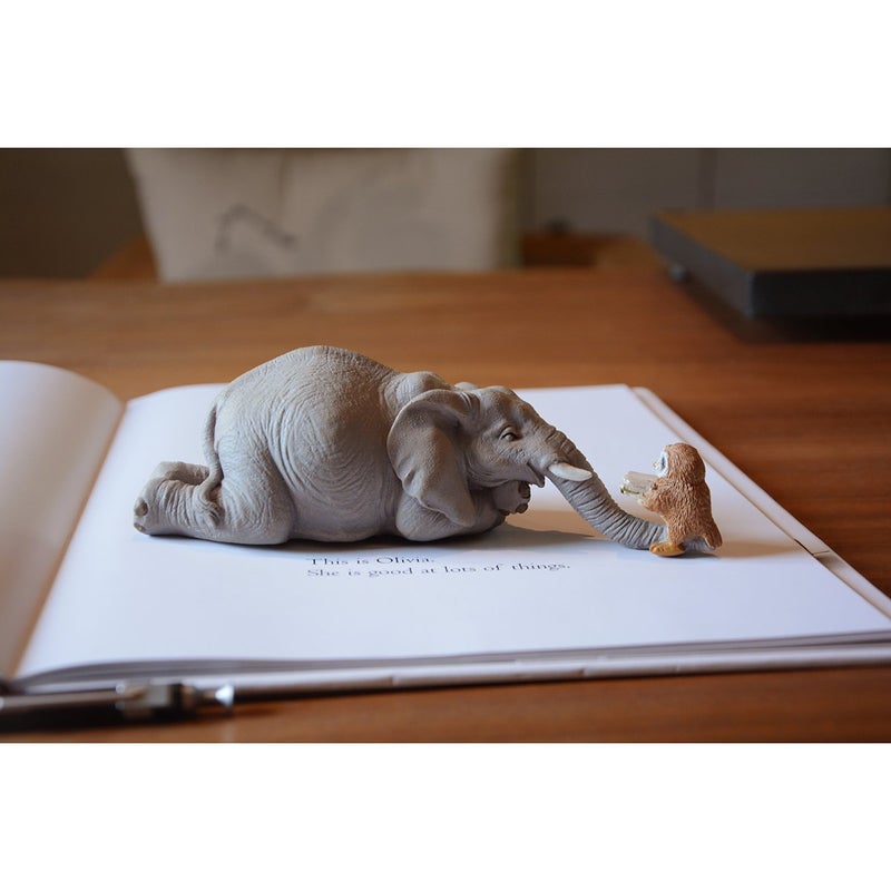 Top Collection Miniature Garden Elephant Reading Book with Owl, Gray - Image 5